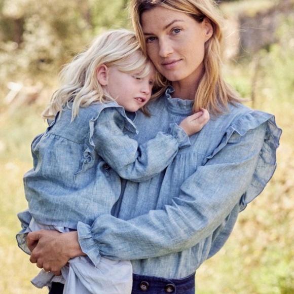 Sezane Juliette linen chambray blouse 34 2 - Picture 2 of 16